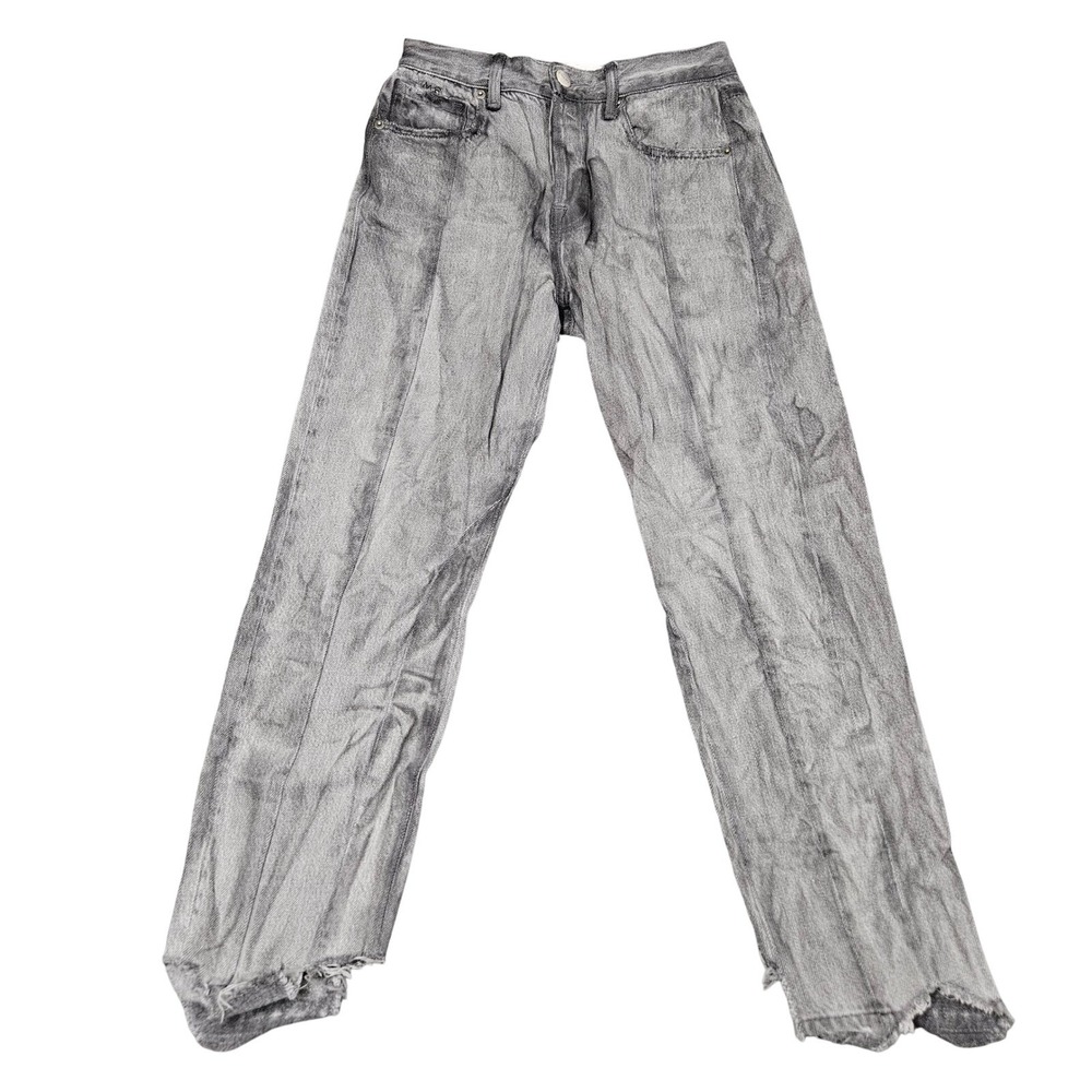 Frame‎ Nouveau Le Mix Jeans Womens 25 Black Distressed Straight Leg Quiet Luxury